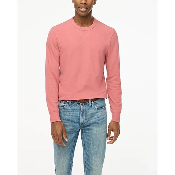 J.Crew Mens Crewneck Sweater Large Pink Casual Pullover Cotton Blend Soft Preppy - Picture 1 of 10